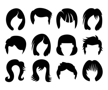 saç biçimi, peruk simgeleri vektör çizimi