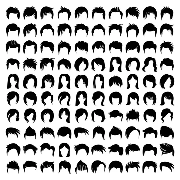 发型和假发图标设置向量 — 图库矢量图片