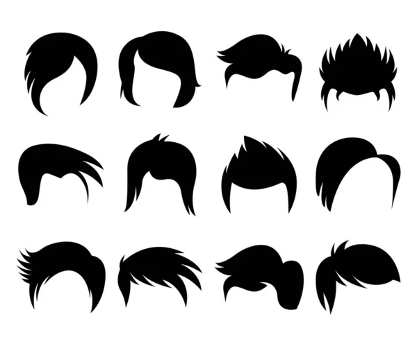 Frisur Perückensymbole Setzen Vektorillustration — Stockvektor