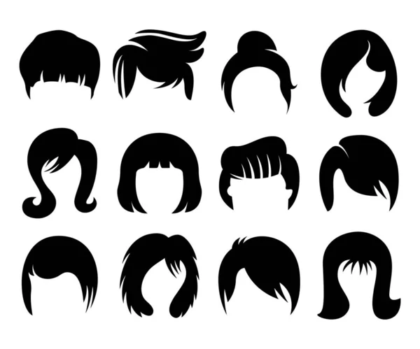 Haarstijl Pruik Iconen Set Vector Illustratie — Stockvector