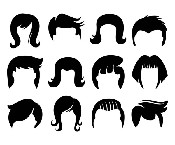 Haarstijl Pruik Iconen Set Vector Illustratie — Stockvector