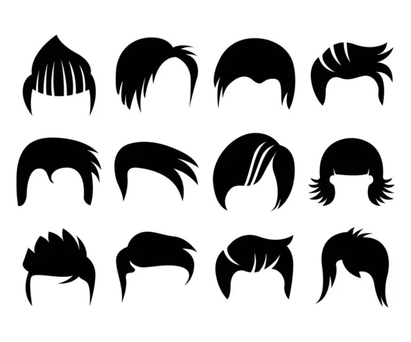 Haarstijl Pruik Iconen Set Vector Illustratie — Stockvector