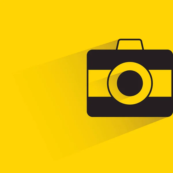 Camera Drop Shadow Yellow Background — Stock Vector