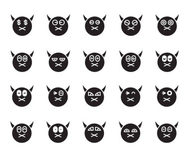 şeytan duygu simgeleri vektörü seti