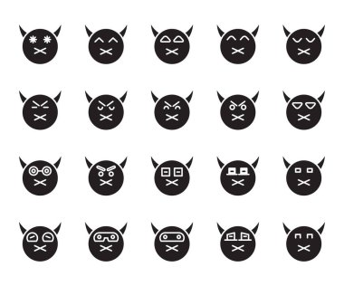 şeytan duygu simgeleri vektörü seti