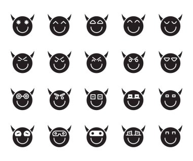 şeytan duygu simgeleri vektörü seti