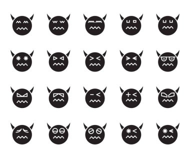 şeytan duygu simgeleri vektörü seti