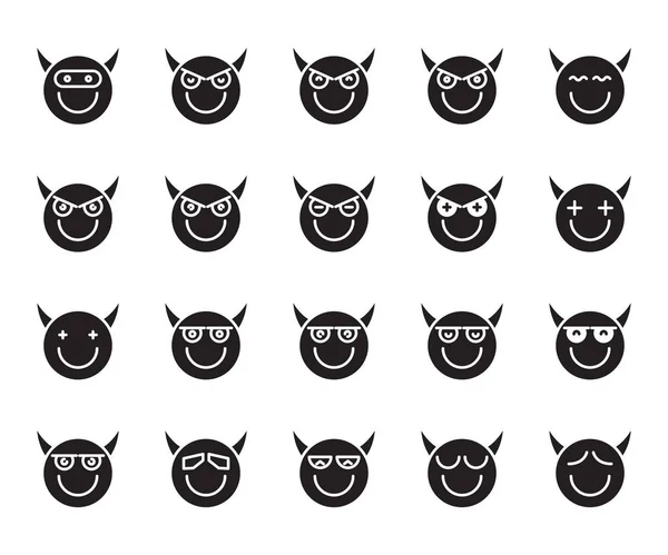 Diavolo Emoticon Icone Vettoriale Set — Vettoriale Stock