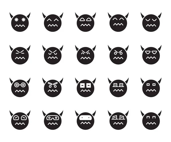Diavolo Emoticon Icone Vettoriale Set — Vettoriale Stock