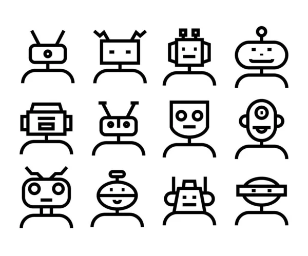 Robot Avatar Iconos Conjunto Vector Ilustración — Archivo Imágenes Vectoriales