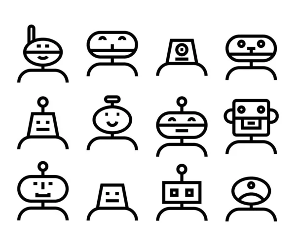 Ikony Robota Avatar Ustawić Wektor Ilustracji — Wektor stockowy