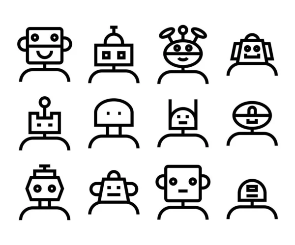Robot Avatar Ikoner Som Vektor Illustration — Stock vektor