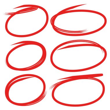 kırmızı el çizilmiş daire işaretleyicileri, daha vurgulu vektör