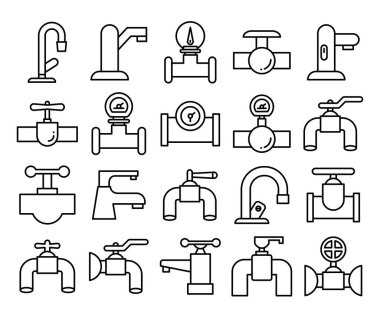 valf, musluk ve musluk boru hattı simgeleri çizimi