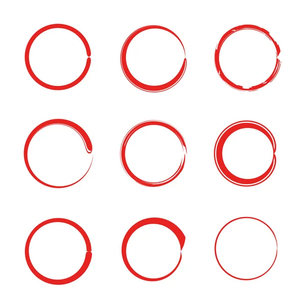 赤い手で描かれた円のマーカー — ストックベクタ