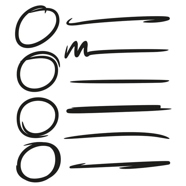 Set Vector Circle Markers Brush Underlines — Stock Vector