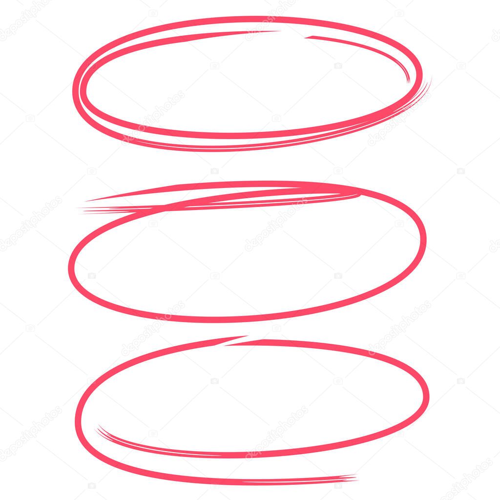 red hand drawn circle markers, highlighter vector