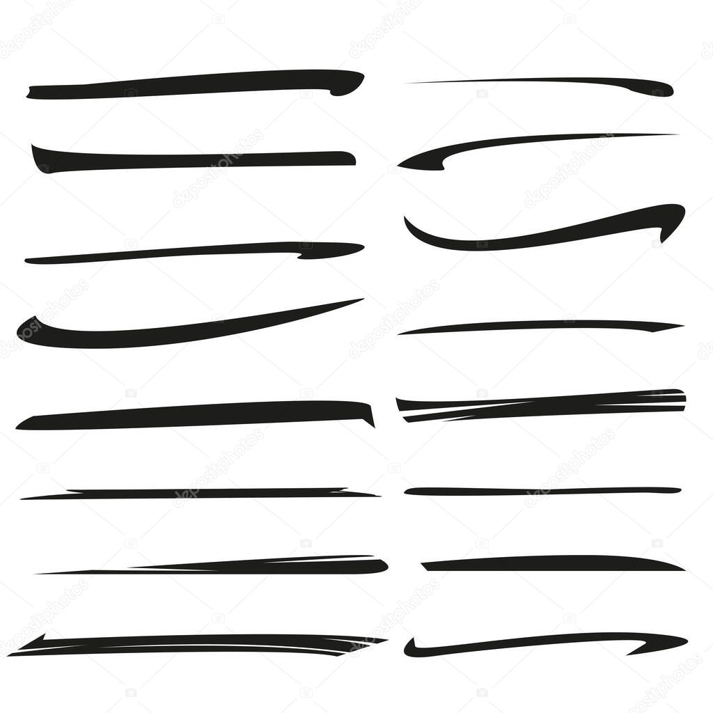 hand lettering lines, brush lines vector