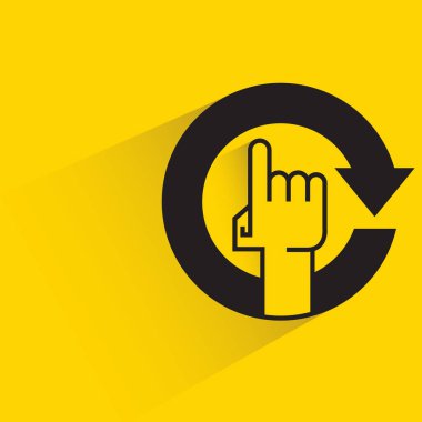 El parmağı ve ok, sarı arkaplanda gölgesi olan sembolü sıfırlıyor