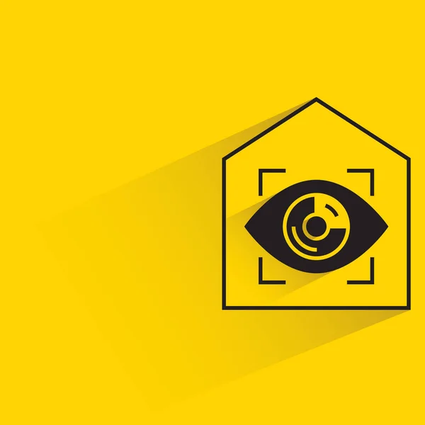 Σάρωση Ματιών Έξυπνο Σπίτι Οικιακού Αυτοματισμού Έννοια Κίτρινο Φόντο — Διανυσματικό Αρχείο