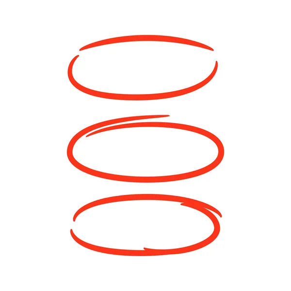 Červené Ručně Kreslené Kruhové Značky Zvýrazňovač Vektor — Stockový vektor