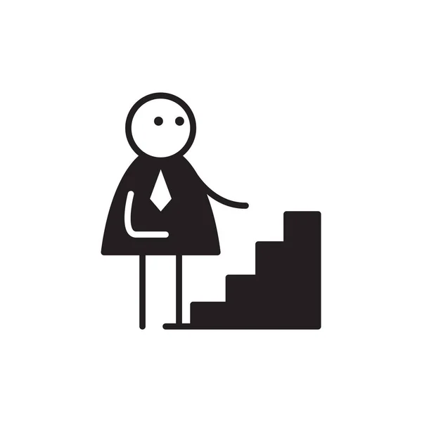 Personagem Doodle Andando Até Vetor Escada —  Vetores de Stock