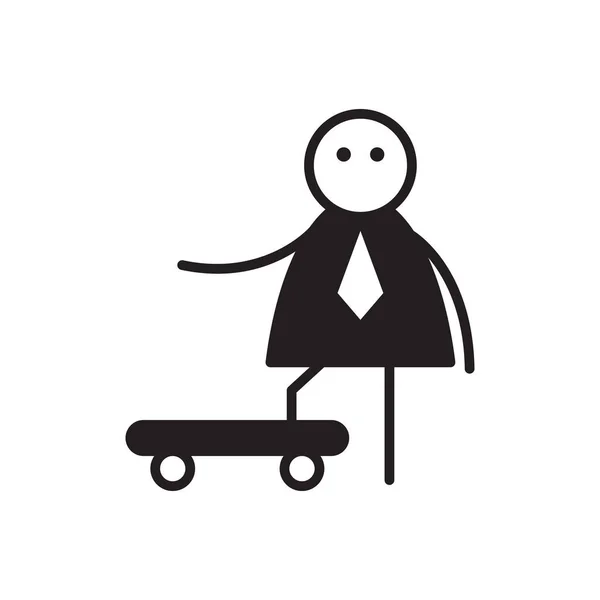 Doodle Personaggio Cavalcando Vettore Skateboard — Vettoriale Stock