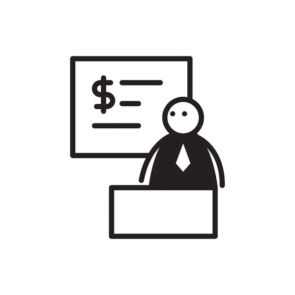 Doodle Businessman Stick Figure Presenting Financial Data — Stockový vektor