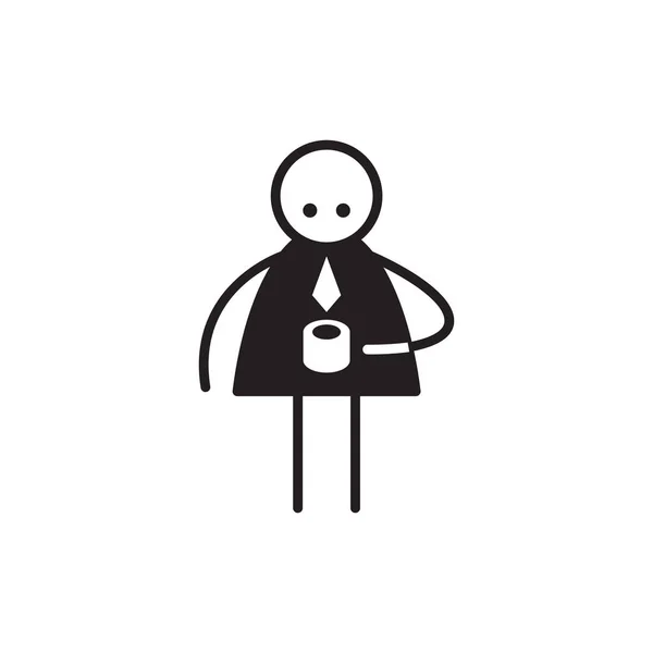 Doodle Businessman Character Drinking Coffee — Stock Vector