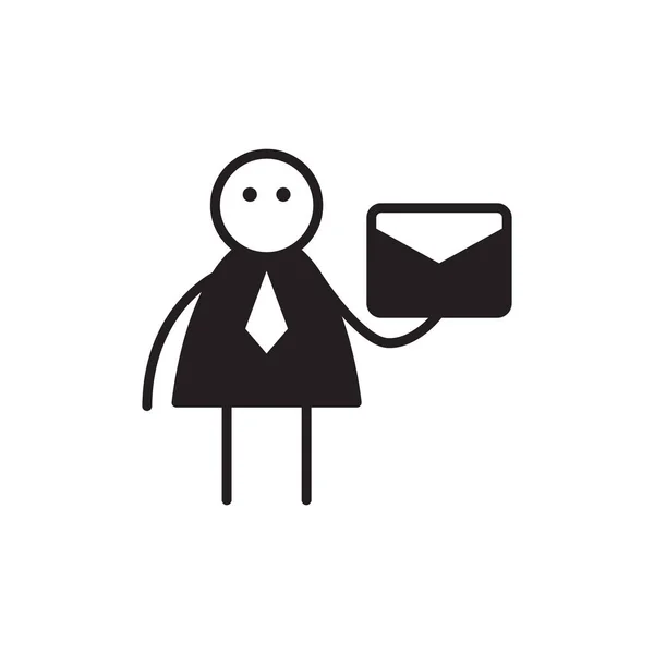 Doodle Businessman Character Holding Mail — Stock Vector