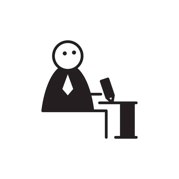Doodle Personagem Sentado Escrevendo Mesa — Vetor de Stock