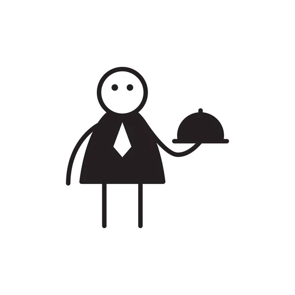 Personnage Doodle Servant Vecteur Alimentaire — Image vectorielle
