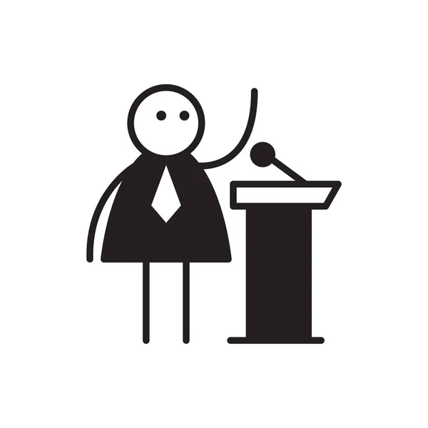 Doodle Character Speaker Standing Podium — Stock Vector