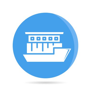 Gemi, tekne, gemi simgesi mavi daire düğmesinde