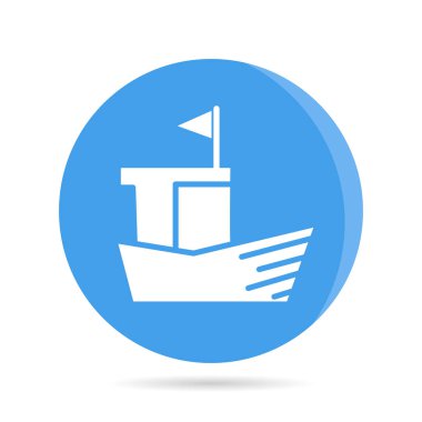 Gemi, tekne, gemi simgesi mavi daire düğmesinde