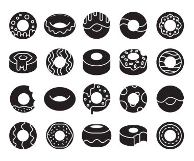 Çörek ve fırın simgeleri vektör kümesi 