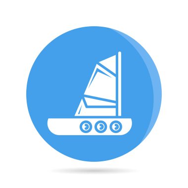 Gemi, tekne, gemi simgesi mavi daire düğmesinde