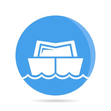 Gemi, tekne, gemi simgesi mavi daire düğmesinde