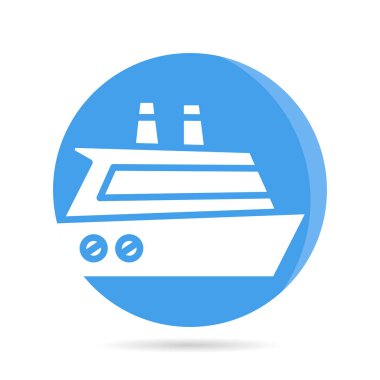 Gemi, tekne, gemi simgesi mavi daire düğmesinde