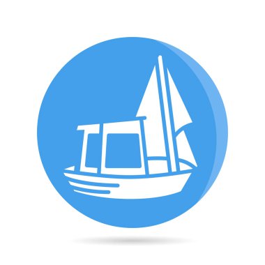 Gemi, mavi yuvarlak düğmeli tekne simgesi