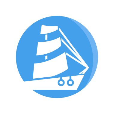 Gemi, mavi yuvarlak düğmeli tekne simgesi