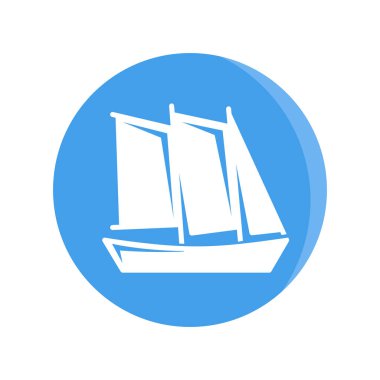 Gemi, mavi yuvarlak düğmeli tekne simgesi