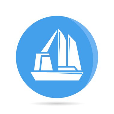 Gemi, mavi yuvarlak düğmeli tekne simgesi