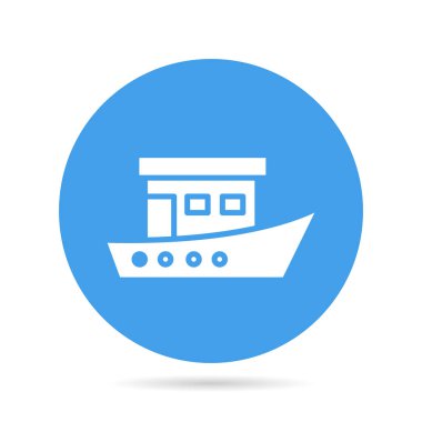 Gemi, mavi yuvarlak düğmeli tekne simgesi