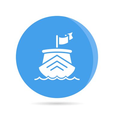 Gemi, mavi yuvarlak düğmeli tekne simgesi