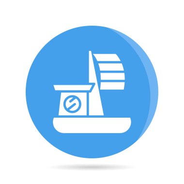 Gemi, mavi yuvarlak düğmeli tekne simgesi