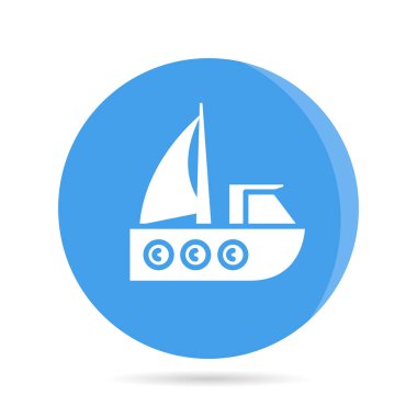 Gemi, mavi yuvarlak düğmeli tekne simgesi