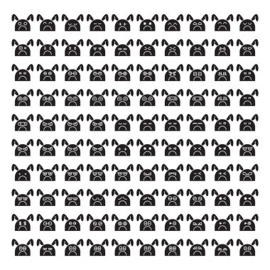 Tavşan, tavşan emoticonlar kabartma büyük tasarım seti