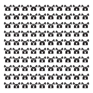 Tavşan, tavşan emoticonlar kabartma büyük tasarım seti