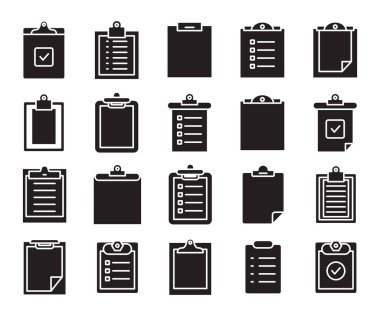 Pano ve belge simgeleri vektörü ayarlandı